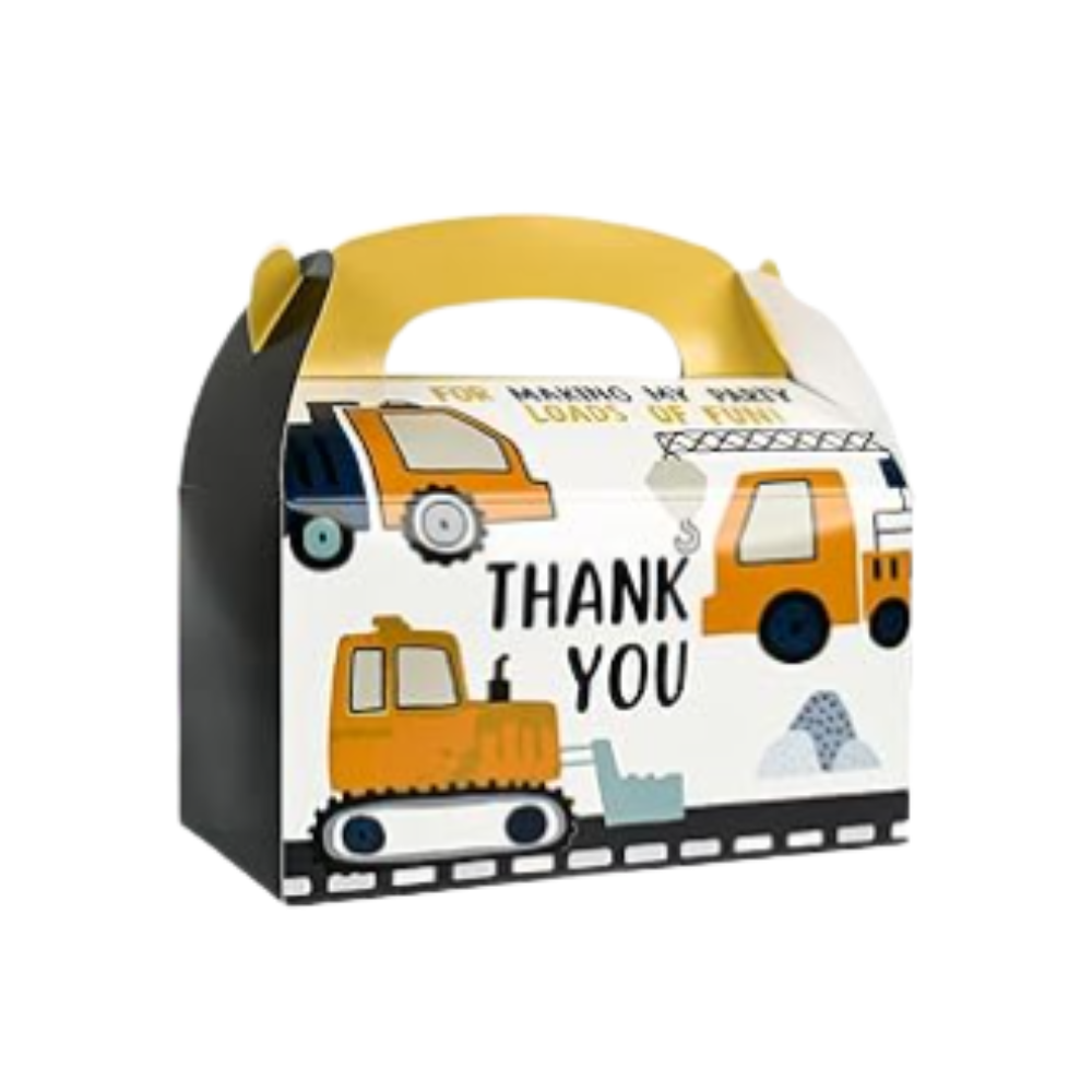 construction party favor gable box pre-filled with toys