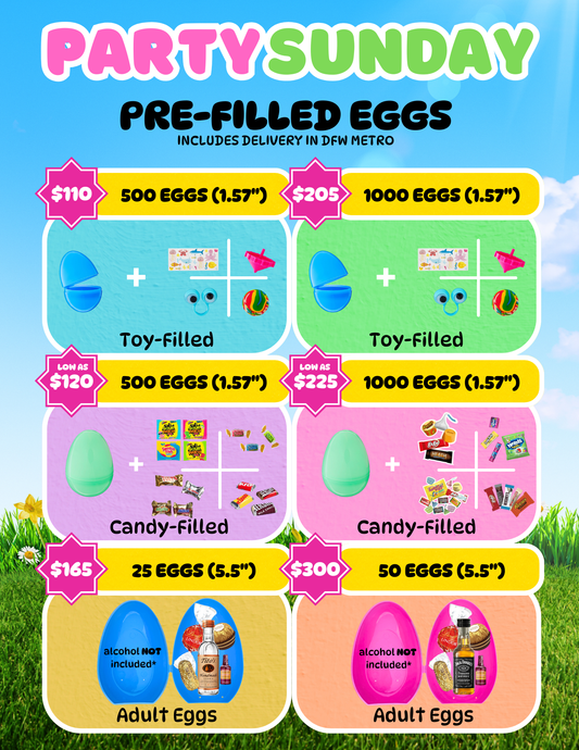 2026 Pre-filled Easter Eggs with Toy, Candy, or Adult Eggs